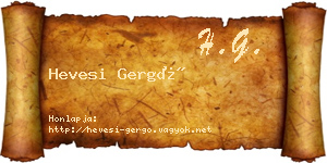 Hevesi Gergő névjegykártya